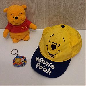 Disney Winnie the Pooh Λούτρινο Αρκουδάκι Καπέλο Πλαστικό Λαστιχένιο Μπρελόκ Pooh & Tigger