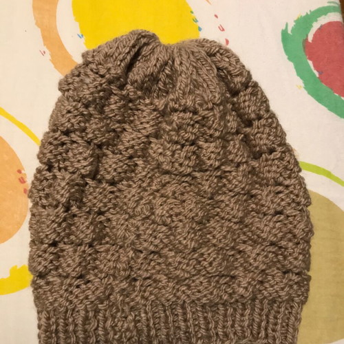 Wool knit cap handmade new, beige gold