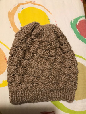Wool knit cap handmade new, beige gold