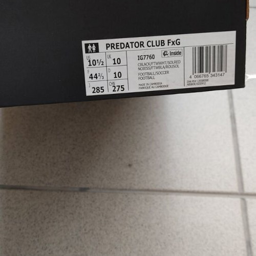 Adidas Predator Club FxG football shoes new, size 44.5, black