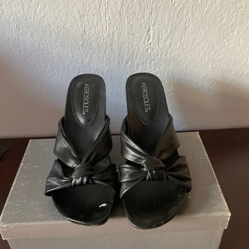 Aerosoles leather mules black size 38 with minor defects
