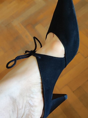 Zara black suede mules size 38 new with unique heels