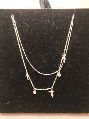 Trussardi perfume necklace new, gold-plated stainless steel with zircons