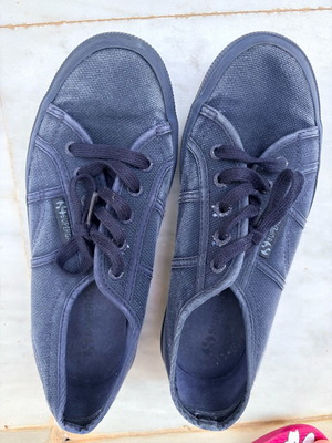 Superga blue canvas shoes used, size 38