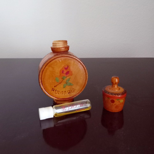 Vintage Bulgarian Baklitsa wooden parfum bottle used