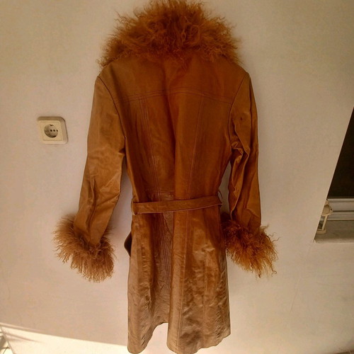 Women's leather coat with wool collar Naf Naf size M, like new