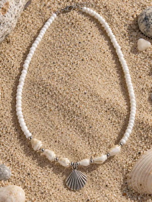 Stainless steel shell necklace, handmade