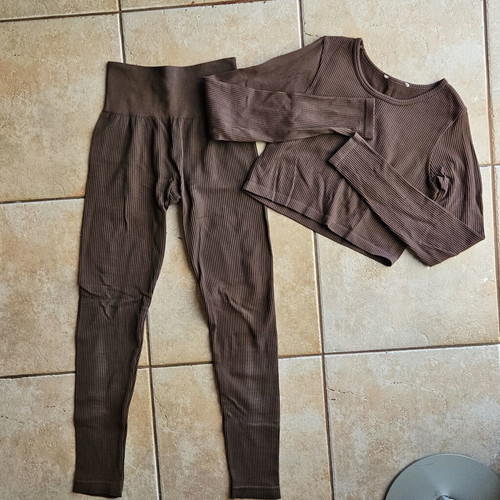 Pull & Bear brown sports set like new, high-waisted leggings XS/S