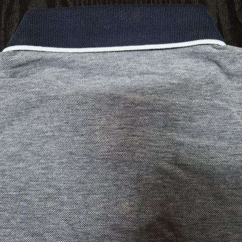 Short-sleeve blue shirt with label, gray, size M, cotton