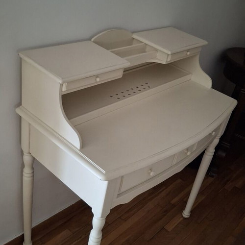 Trimar Wooden Secretary Desk used, romantic classic style, white