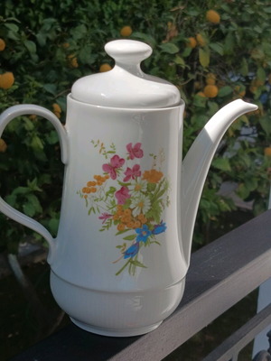 Vintage white porcelain coffee pot from former East Germany new