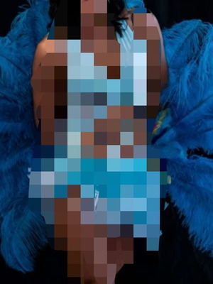 Feather fans used, blue