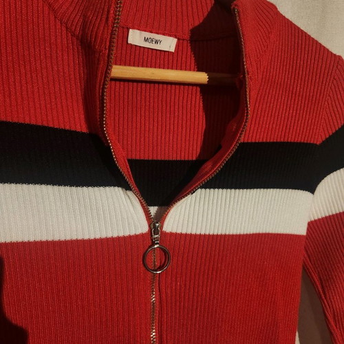 Slim zip-up cardigan slightly used, red, size S