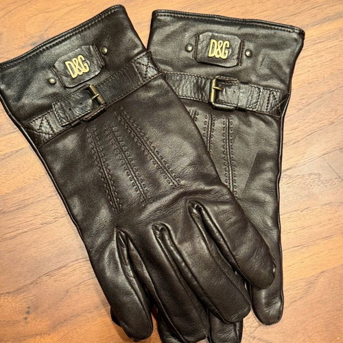 Dolce & Gabbana leather gloves like new, brown, size 9 1/2
