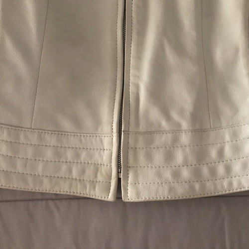 White leather women's jacket, slim fit