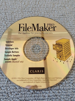 FileMaker PRO CDROM installation vintage software 1996 used