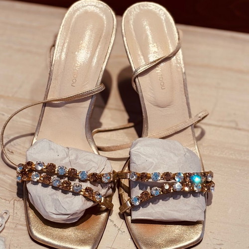 Kalogirou gold sandals with crystals like new, size 39
