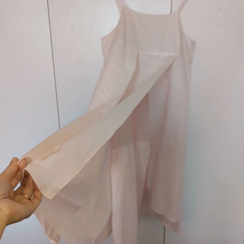 Linen pink dress with layers in small medium, like new