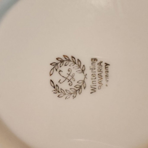 Vintage Winterlink porcelain set used, serving platter and 4 Victorian style plates