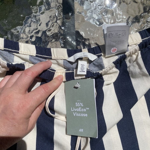 H&M striped shorts new, size L 40 12, white and blue