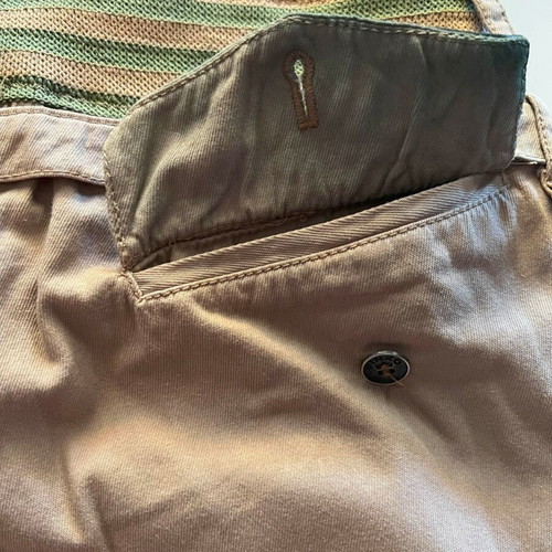 Pinko shorts bermuda new, beige with green stripe, 100% cotton, size S