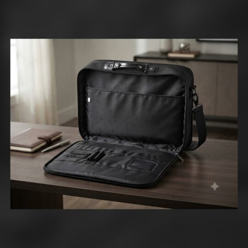Manhattan laptop bag used with two zippered compartments black