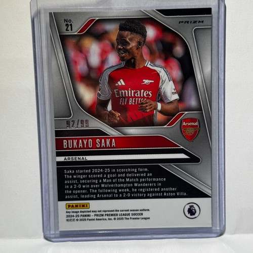 Panini Prizm EPL Myles Bukayo Saka 2024-25 Blue Disco Prizm card new