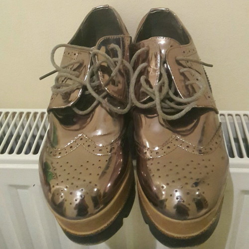 Women's platform shoes oxford style silver new size 39