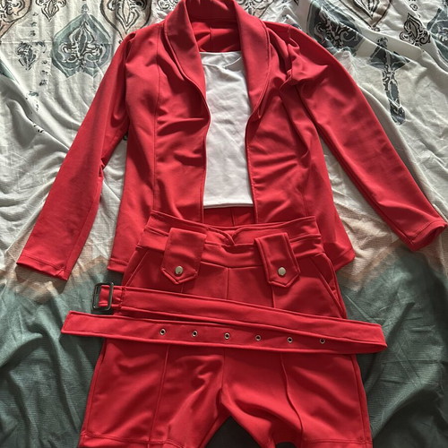 Red set shorts and blazer new, handmade, size S/M