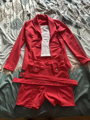 Red set shorts and blazer new, handmade, size S/M