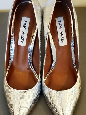 Steve Madden γόβες ασημί σαν καινούργιο, νούμερο 38,5, τακούνι 12,5 cm