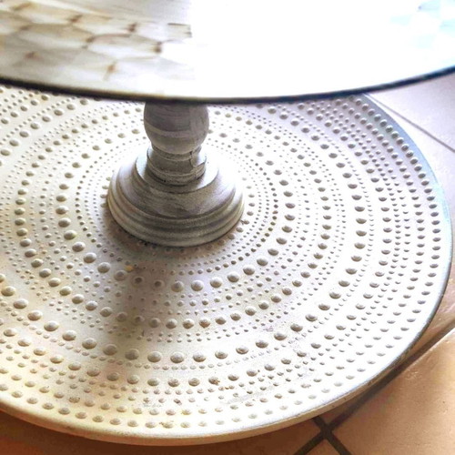 Handmade three-tier rotating serving tray with mirror like new 39x39cm