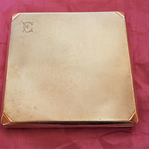 Silver and gold handmade vintage cigarette case used, Made in England 1932