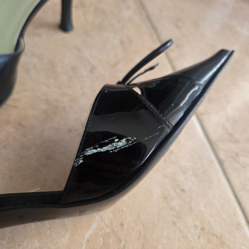 Max de Carlo Black Leather Slingback Heels used, size 38