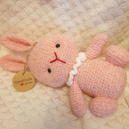 Pink Amigurumi Bunny Handmade, New, 26cm×14cm