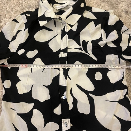 Stradivarius Floral Shirt Dress XS like new, black and white