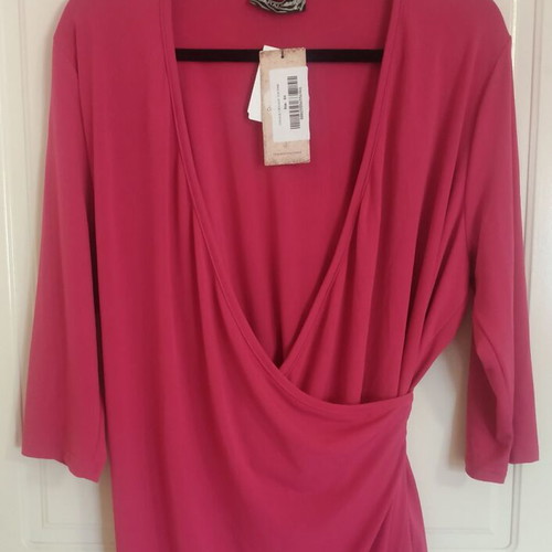 Caramella wrap blouse new, pink, size large