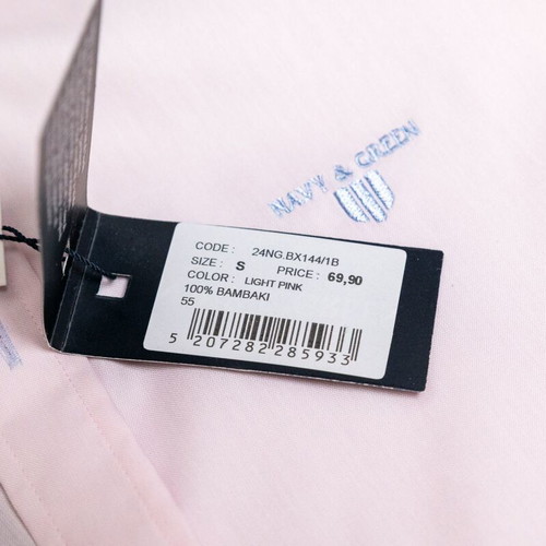Navy & Green Light Pink Long-Sleeve Shirt, size S, 100% cotton