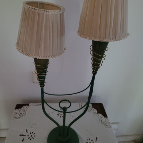 Table lamp with two fabric shades used, classic and elegant design