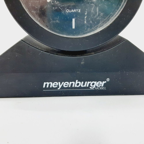 Meyenburger vintage 90s quartz alarm clock used, black plastic