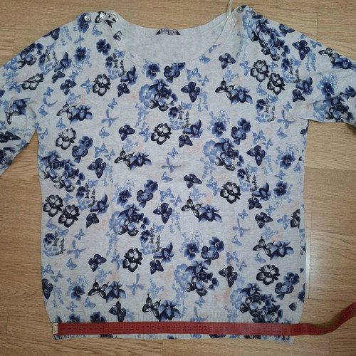 BHS autumn sweater new, grey with blue floral pattern