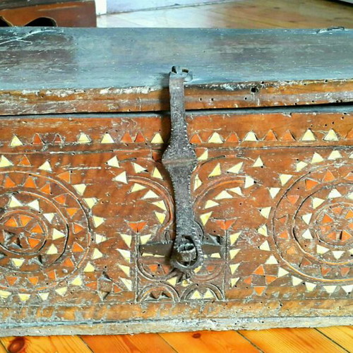 Vintage chest used, carved solid wood, rare