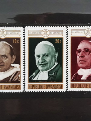 Γραμματόσημα Rwanda 1970 Vatican Popes Centenaire de Vaticani σε άριστη κατάσταση (3 τεμ.)