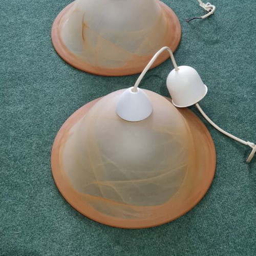 Ceiling light glass porcelain orange, like new, with E27 socket and LED bulb