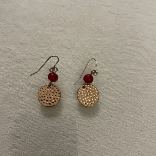Chrysa women's earrings with small red bead