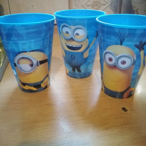 Minions plastic large cups, set of three, like new