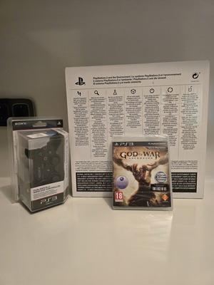 PlayStation 3 Super Slim console, sealed with DualShock 3 controller, God of War Ascension