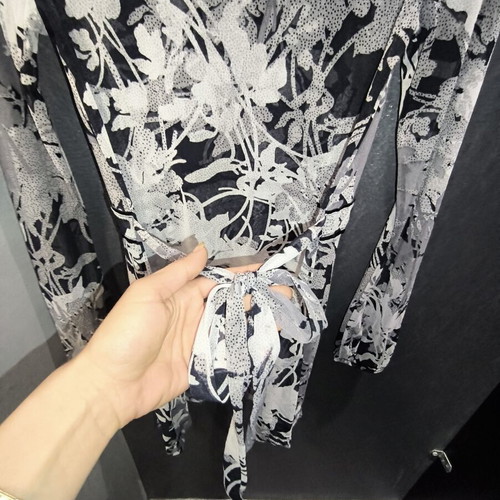 Mexx See-Through Floral Top like new, black and grey