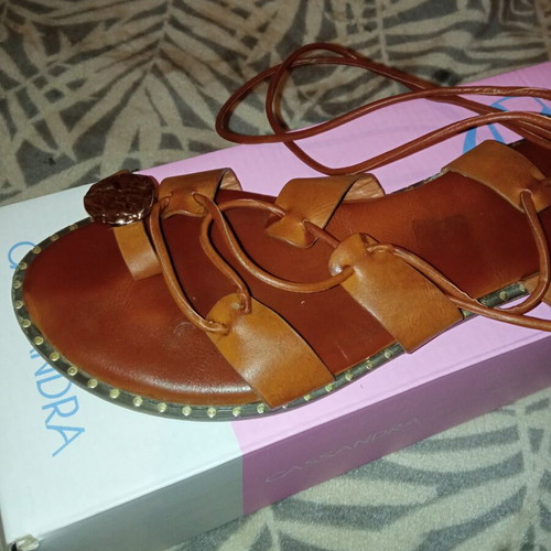Women's sandals used, size 37, brown synthetic leather