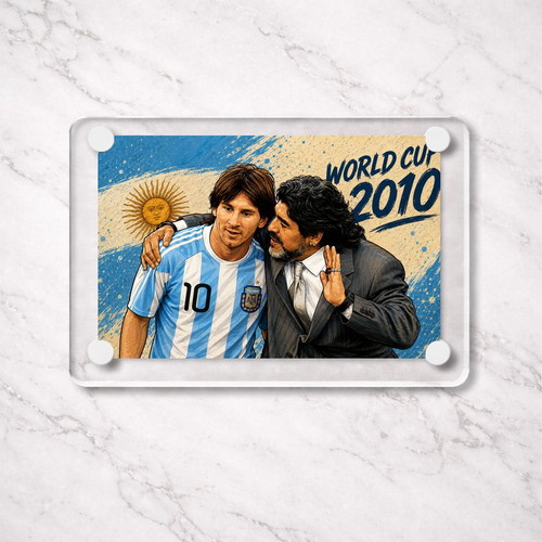 Acrylic World Cup Magnet Maradona Messi 2010 new